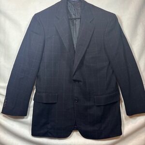 Brooks Brothers Sport Coat Mens 41 Blue  RedPlaid Cashmere And Wool